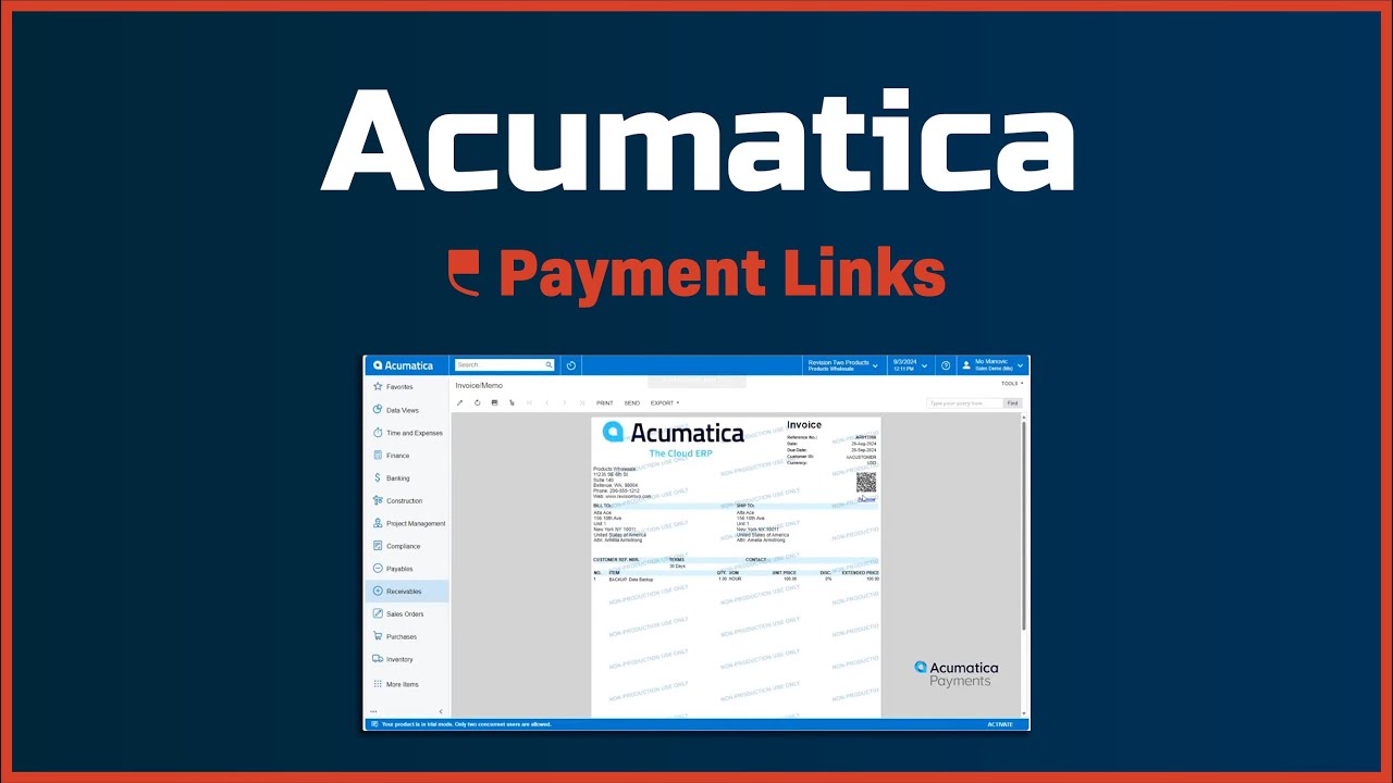 Acumatica Payments – Payment Links