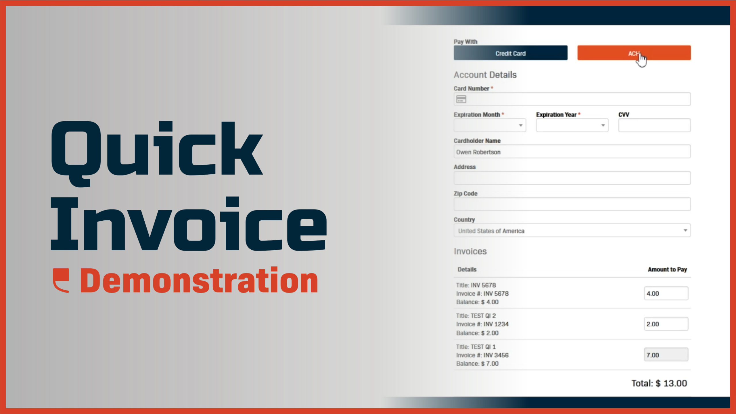 Quick Invoice Demonstration