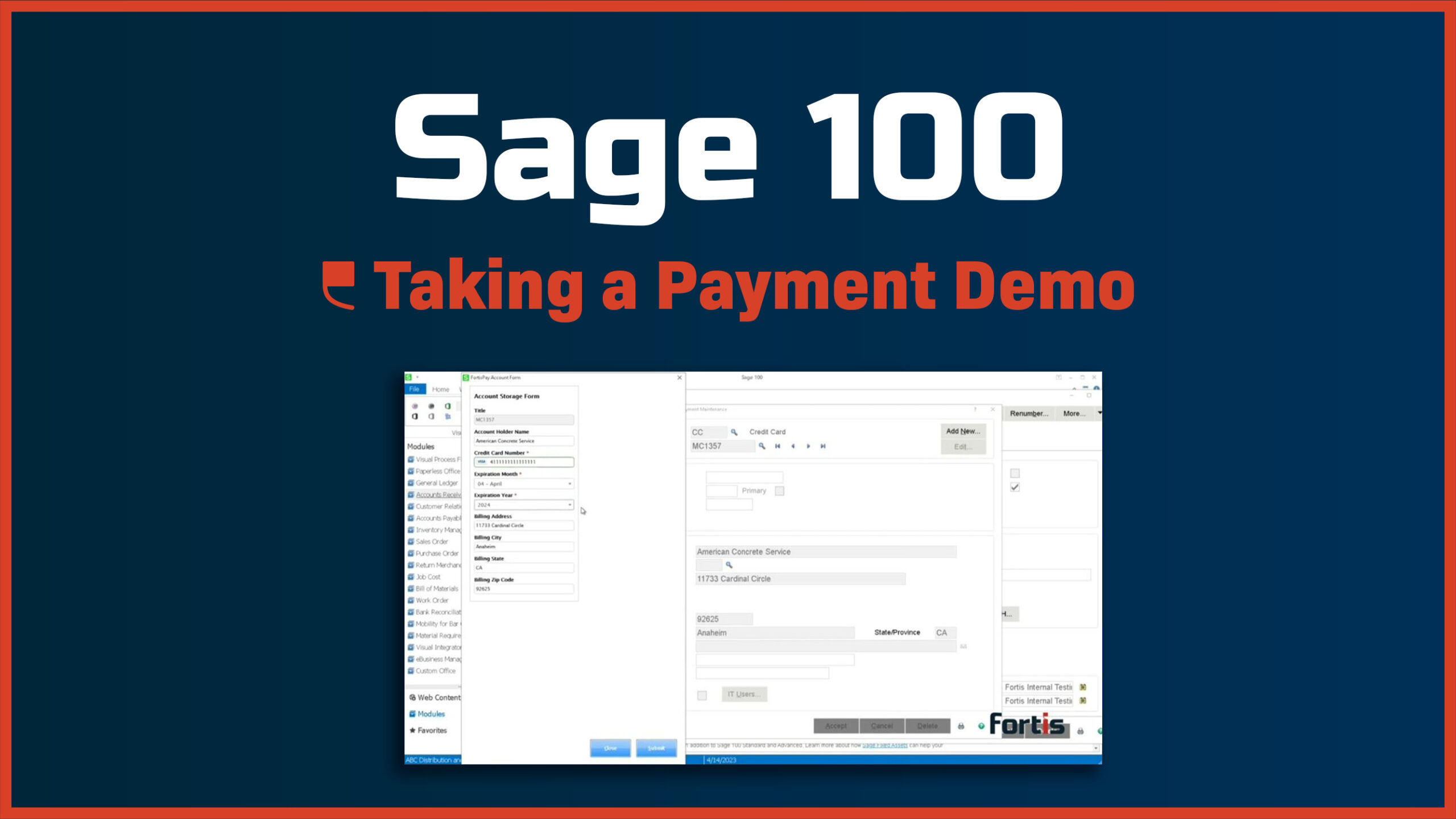 Sage 100 – Taking a Payment