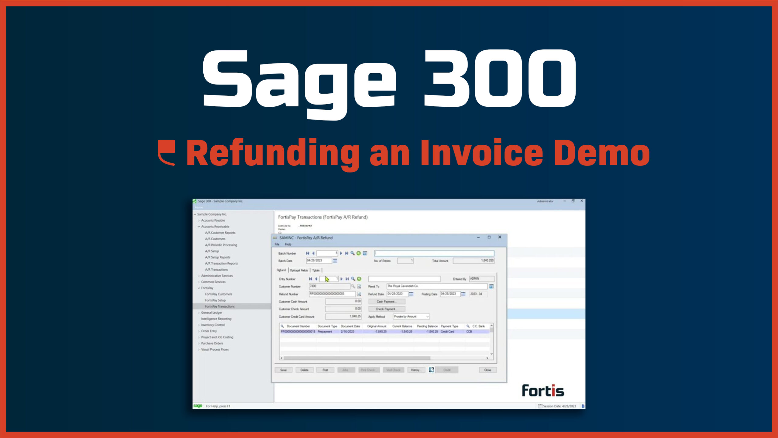 Sage 300 – Refunding an Invoice